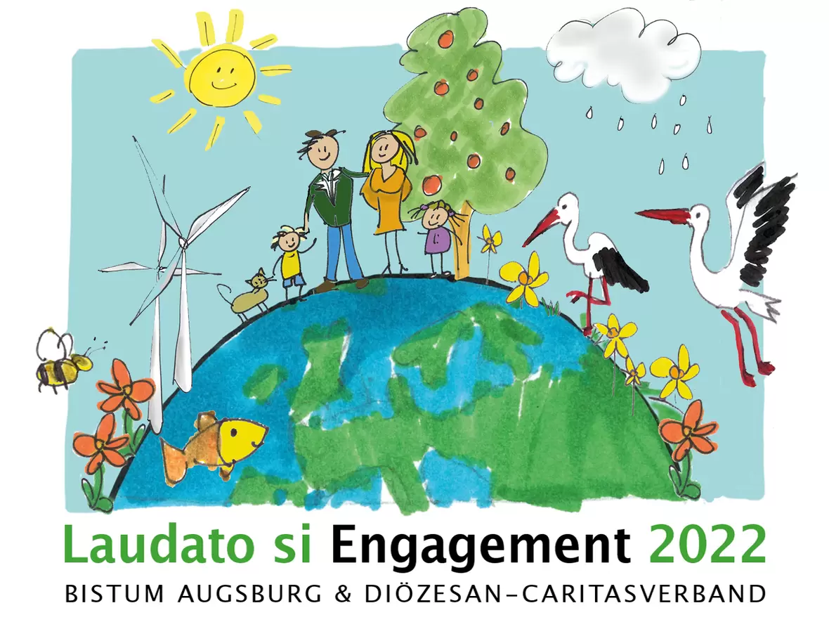 So sieht Sie aus, die Laudato si-Plakette (Grafik: Iris Hahn/pba)