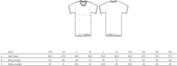 Größentabelle T-Shirts